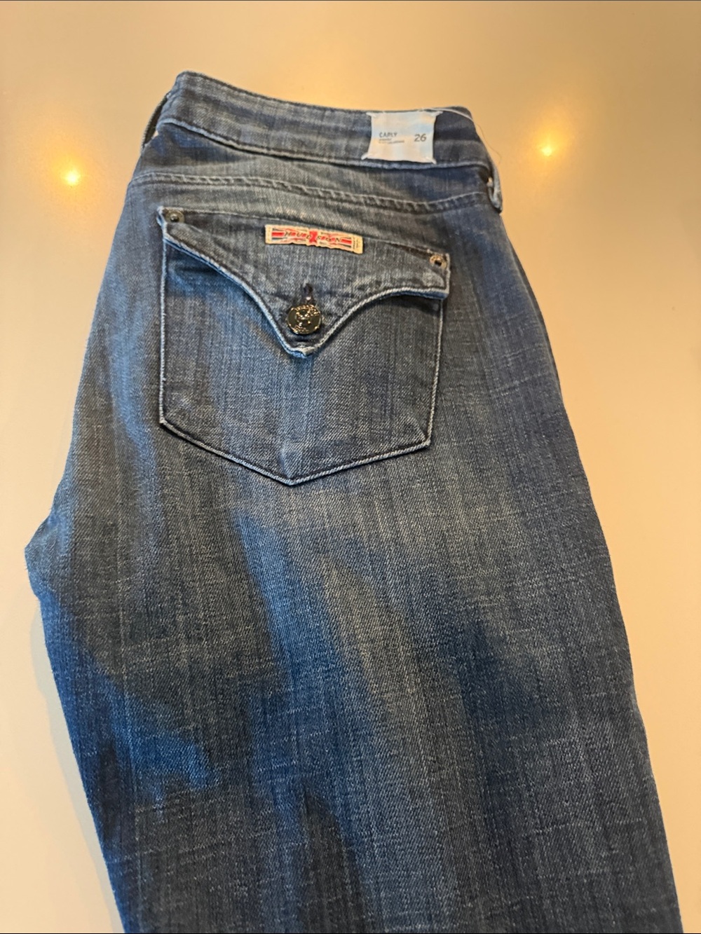 Hudson Jeans Bootcut in Medium Blue Wash with Flap Pocket